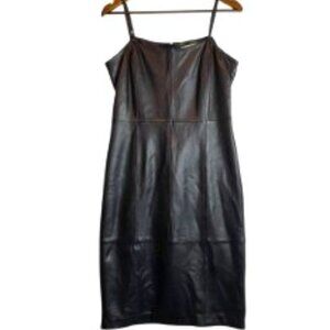 GIANNI BINI DRESS BLACK 100% LAMB LEATHER ADJUSTABLE SPAGHETTI STRAPS SIZE 6